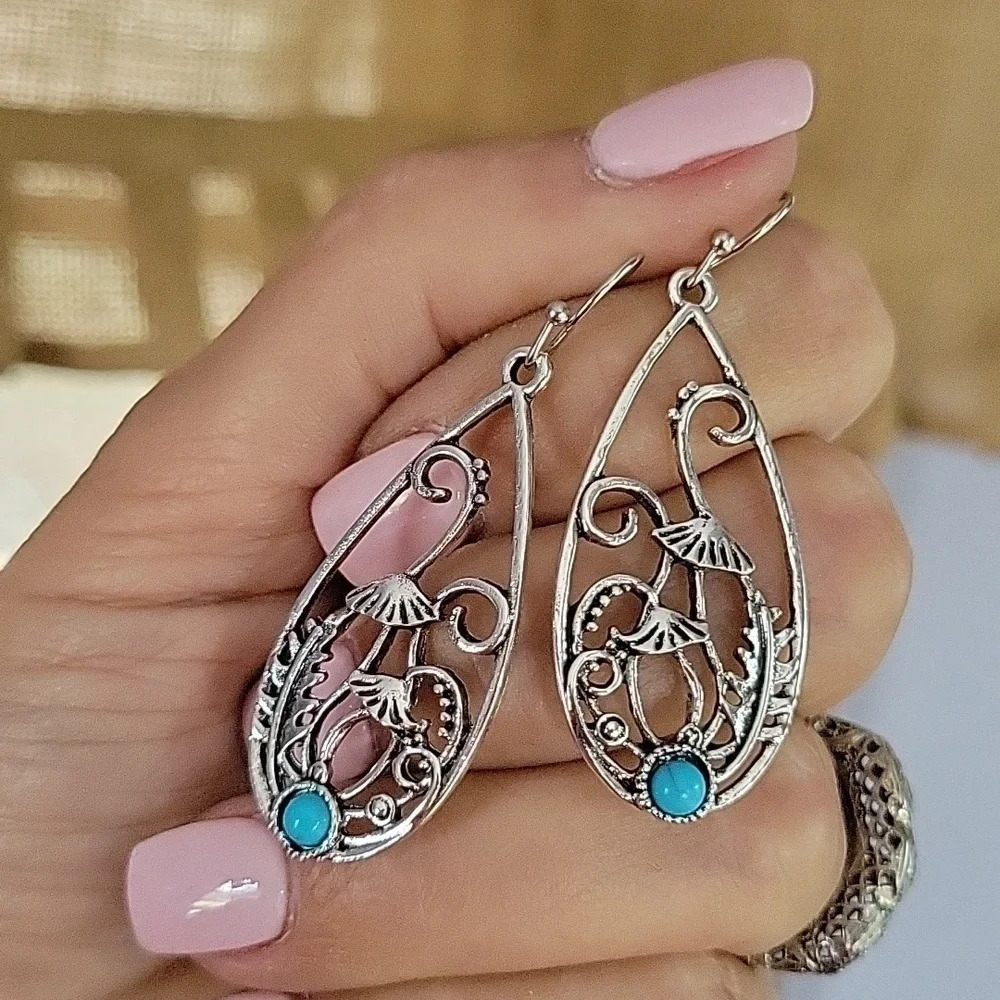 Wild Mushroom & Fern Drop Earrings